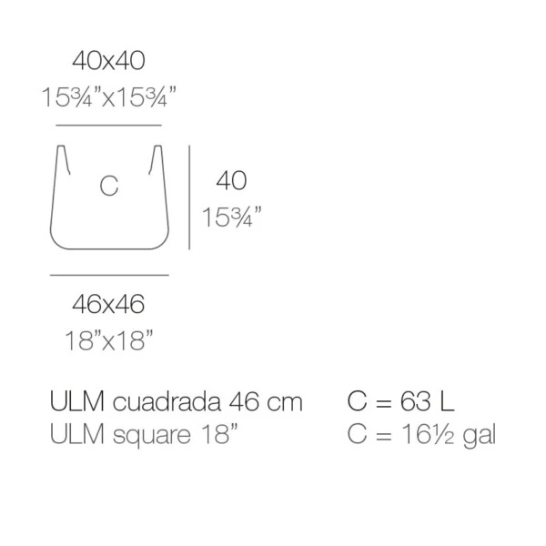 Ulm kvadratni lonec 45x45x40