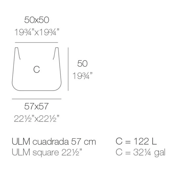 Ulm kvadratni lonec 57x57x50