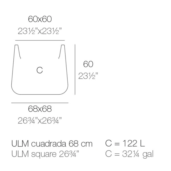 Ulm kvadratni lonec 68x68x60