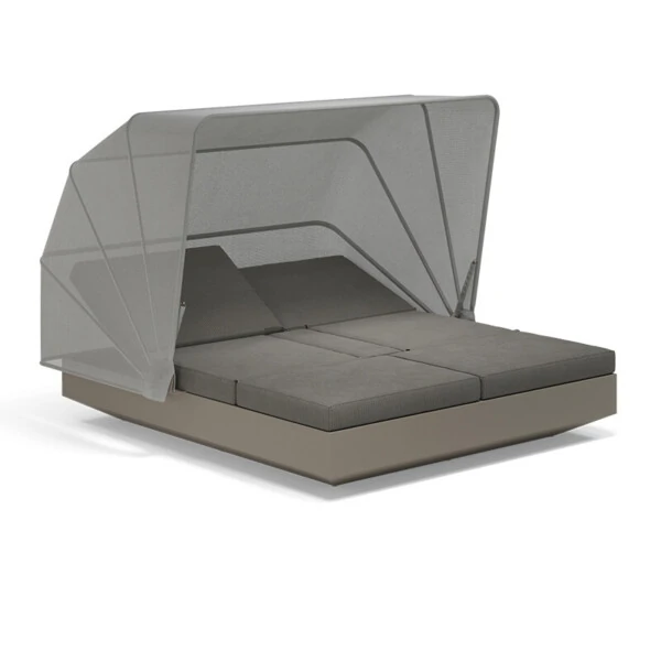 VELA daybed with 4 reclining backrests and folding canopy