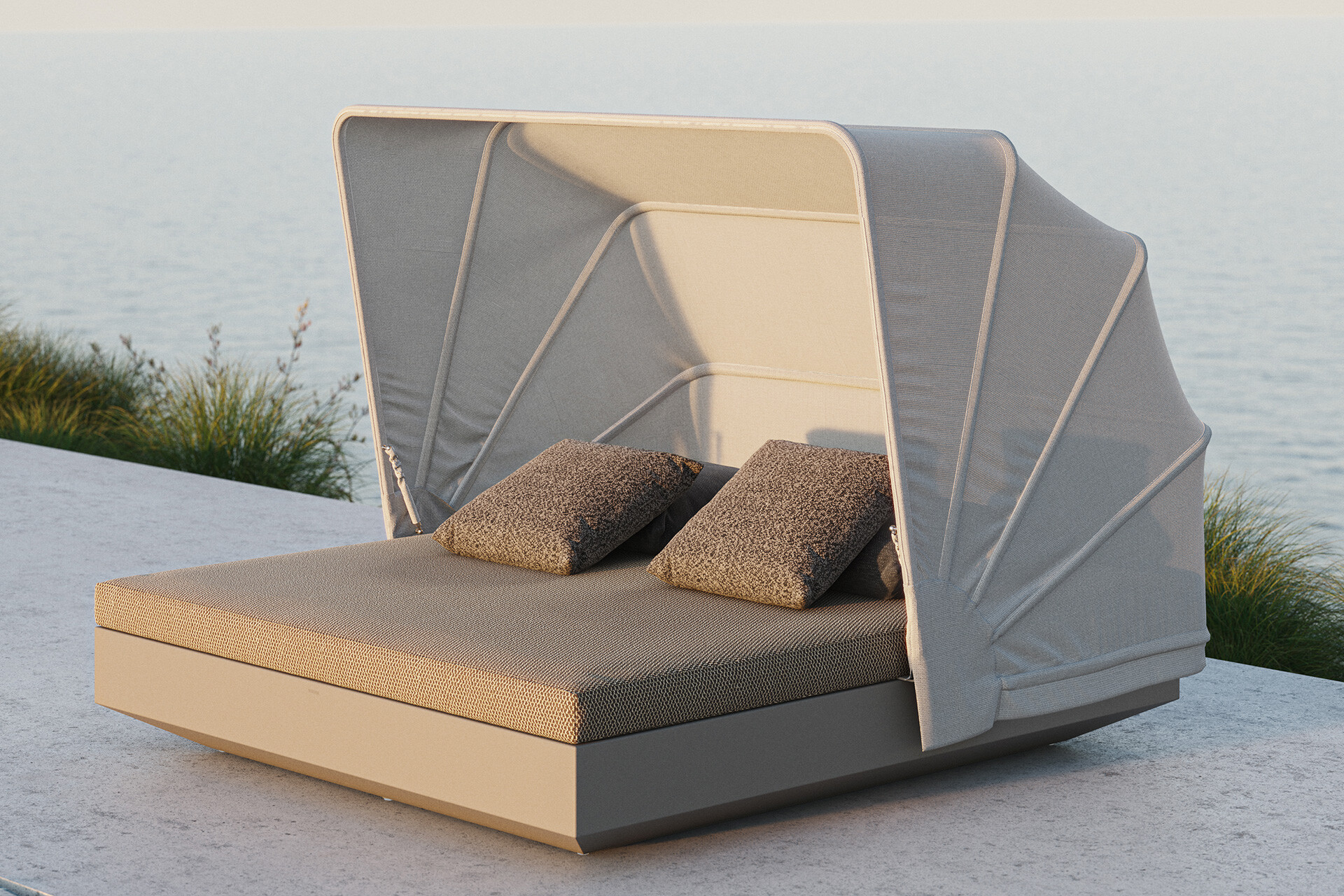 VELA BASIC daybed 200x180x40 with folding canopy VELA BASIC daybed 200x180x40 with folding canopy
